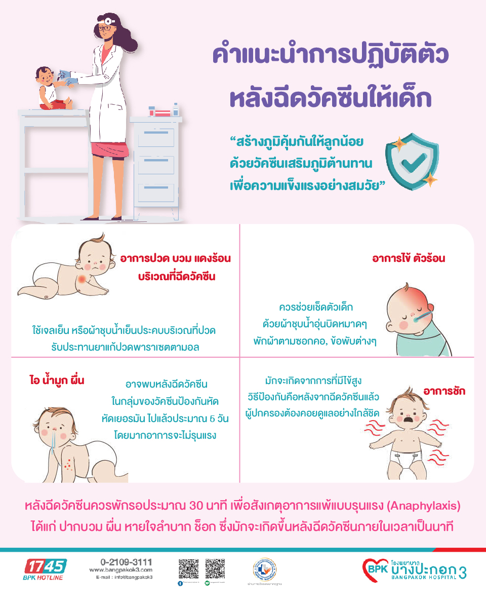 คำแนะนำการปฏิบัติตัวหลังฉีดวัคซีนให้เด็ก คำแนะนำการปฏิบัติตัวหลังฉีดวัคซีนให้เด็ก